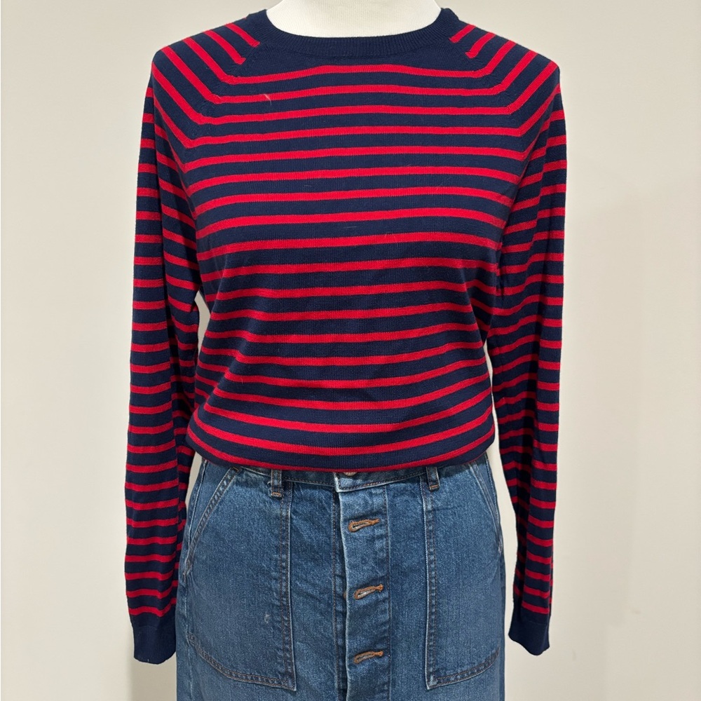 Vineyard Vines Red and Navy Striped Long Sleeve Top